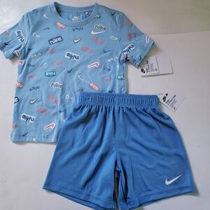 Nike toddler boys 2-pc Shorts set t-shirt Size 3T 4T Blue